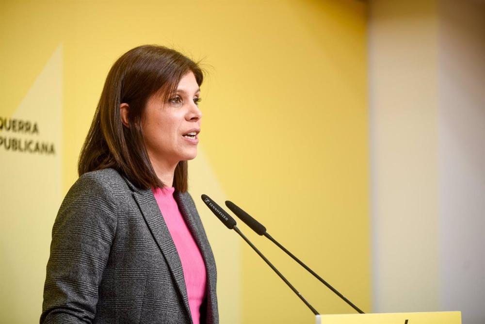 La secretaria general adjunta y portavoz de ERC, Marta Vilalta, en rueda de prensa. La