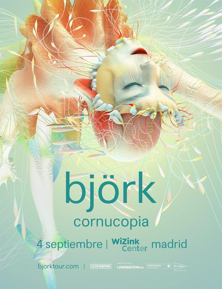 Cartel del concierto de Björk en el WiZink Center de Madrid. Cartel