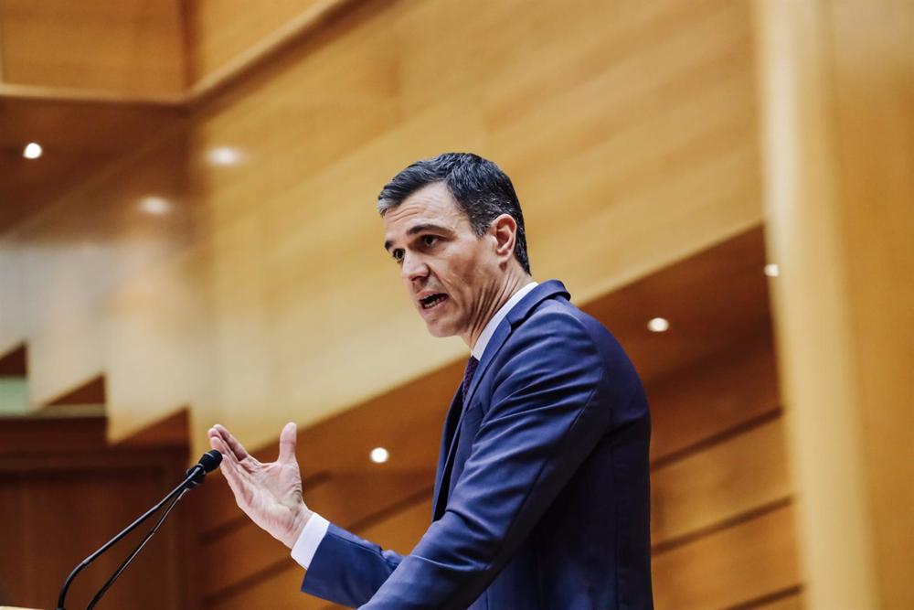 El presidente del Gobierno, Pedro Sánchez, comparece ante el Pleno del Senado, a 31 de enero de 2023, en Madrid (España). Esta comparecencia es la primera de este año que ha confrontado a Sánchez y al líder del PP, Alberto Núñez Feijóo. El