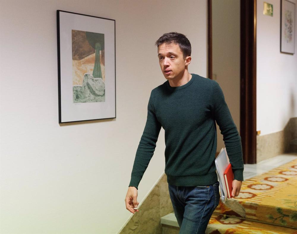 El líder de Más País, Iñigo Errejón, a su salida de la reunión de la Junta de Portavoces El