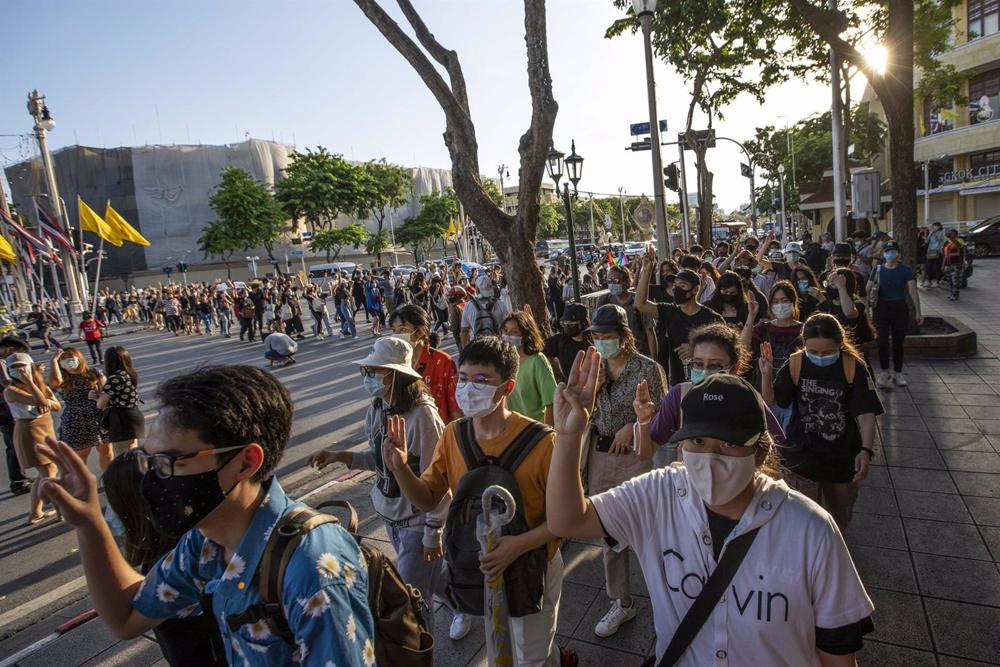 File - Immagine archiviata delle proteste antigovernative in Thailandia. File