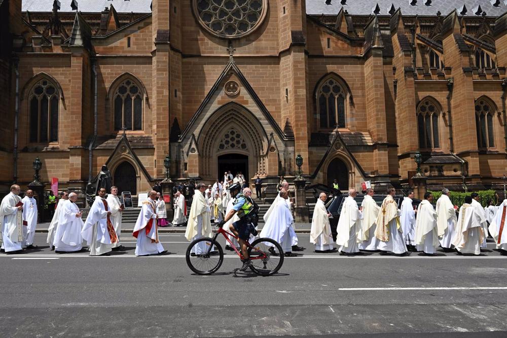 Immagine d'archivio del funerale di George Pell in Ausrtalia. Immagine