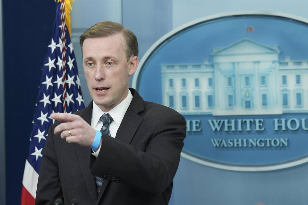 File - File image of U.S. National Security Advisor Jake Sullivan during a press conference at the White House. File