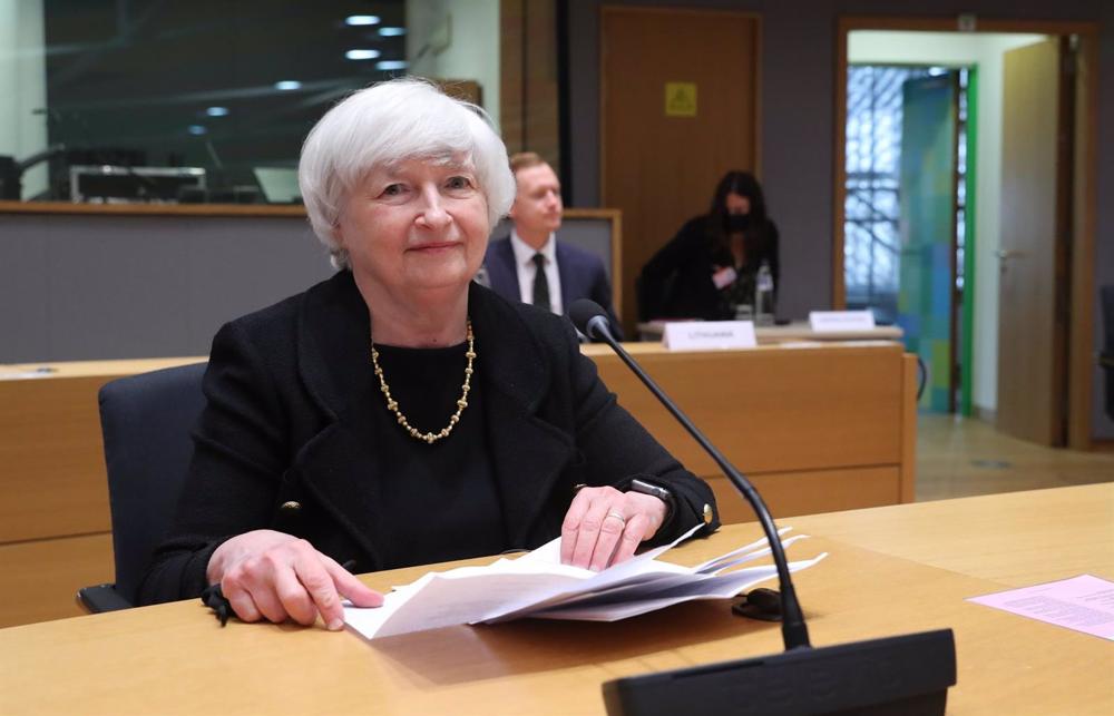 Archivo - HANDOUT - 12 July 2021, Belgium, Brussels: Janet Yellen, United States Secretary of the Treasury, attends a meeting of the Eurogroup Finance Ministers. Photo: Zucchi-Enzo/EU Council /dpa - ATTENTION: editorial use only and only if the credit men Archivo