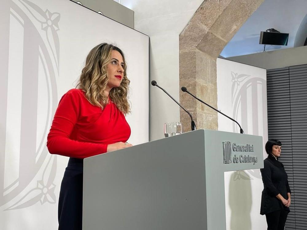La portavoz del Govern, Patrícia Plaja, en una rueda de prensa este martes tras la celebración del Consell Executiu. La