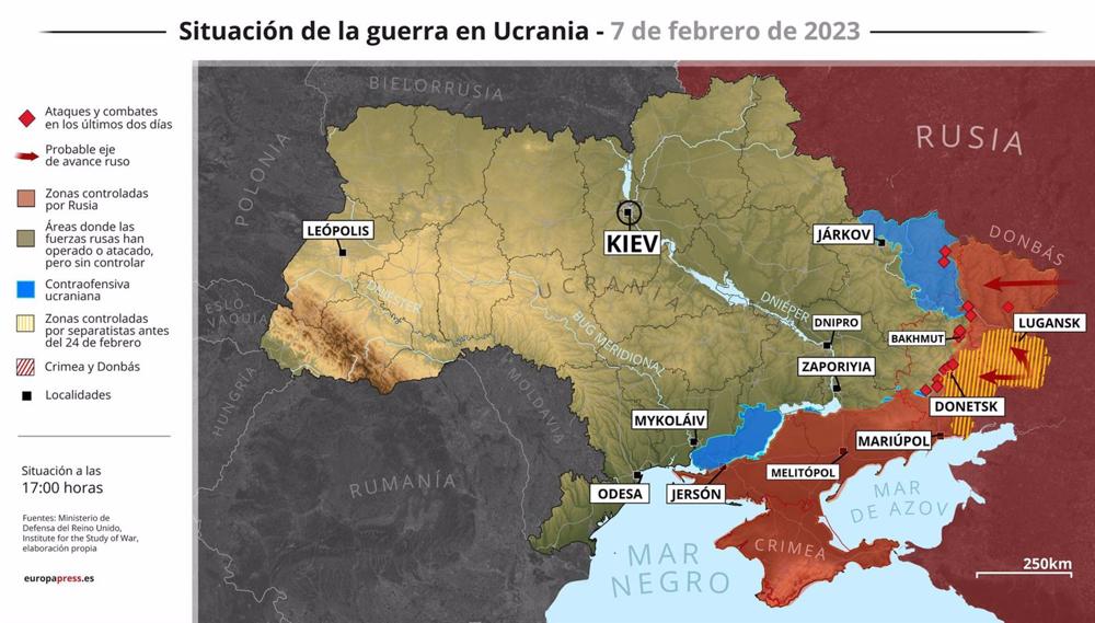 Mapas e gráficos da situação da guerra na Ucrânia