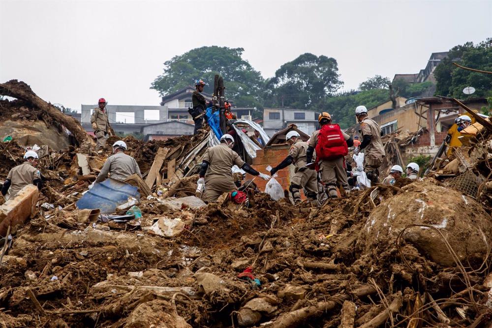 File - Rescue teams during February's torrential rains in Rio de Janeiro (file). File