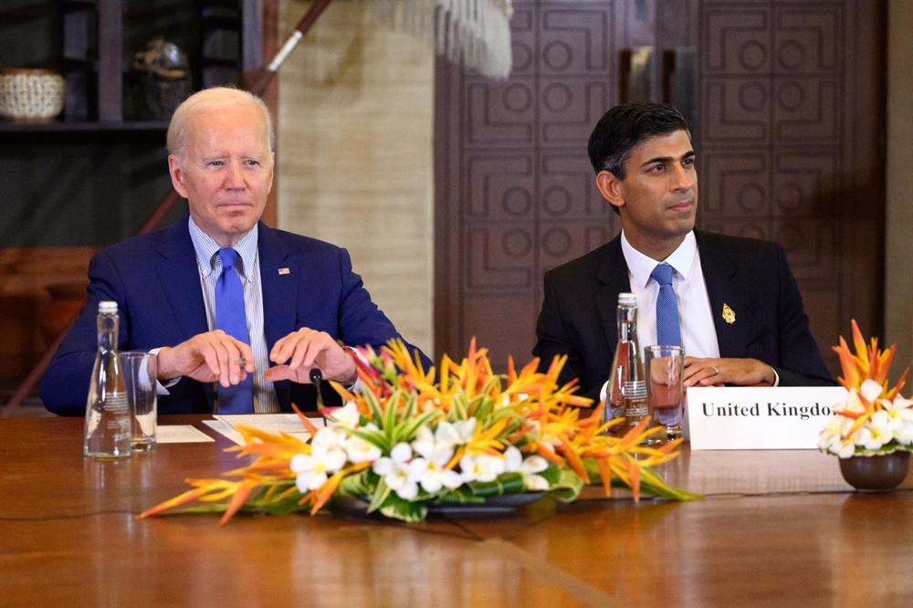File - US President Joe Biden and UK Prime Minister Rishi Sunak. File