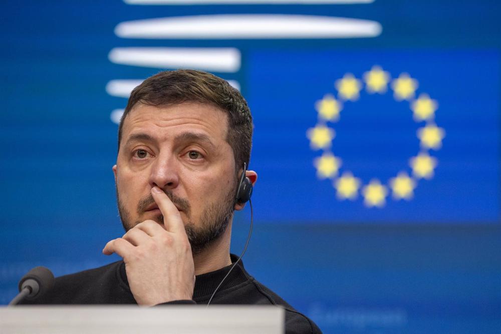 Ukrainian President Volodimir Zelenski during his participation in the European Union summit. Ukrainian