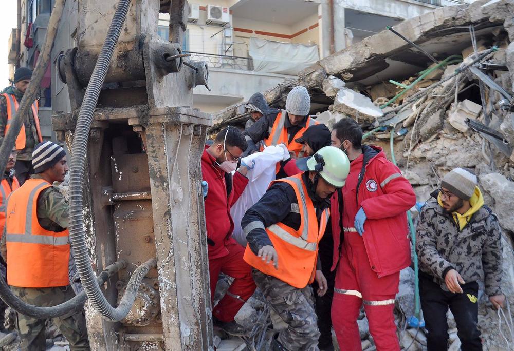 File image of rescue efforts in Latakia, Syria. File