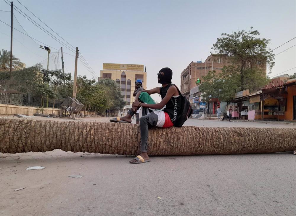File - File image of anti-military protests in Sudan. File