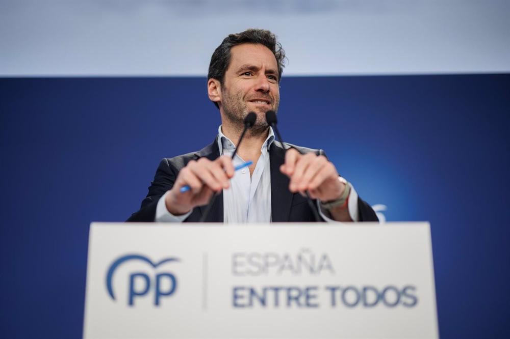 El portavoz del comité de campaña del PP, Borja Sémper, durante una rueda de prensa posterior a la reunión del Comité de Dirección del Partido Popular, a 13 de febrero de 2023, en Madrid (España). Durante la rueda de prensa, Borja Sémper, ha manifestado s El