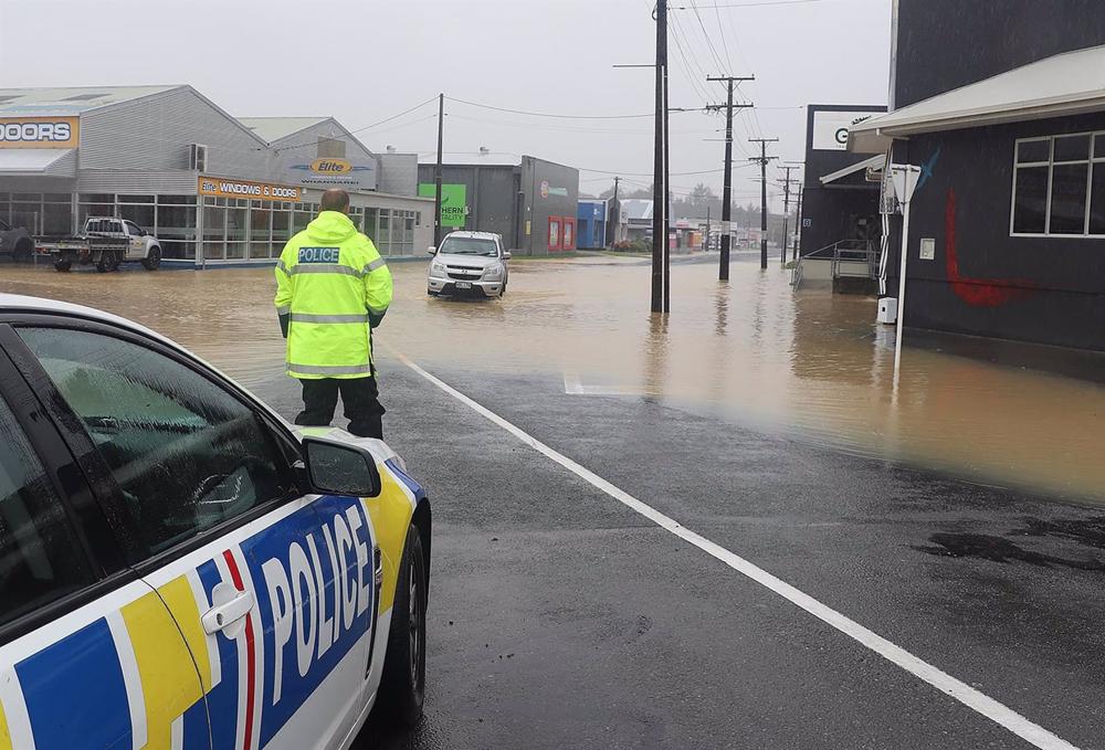 New Zealand Police provide flood relief in the New Zealand city of Whangarei New