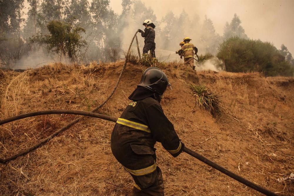 Fire fighting in Nacimiento, in the Biobío region (Chile) Fire