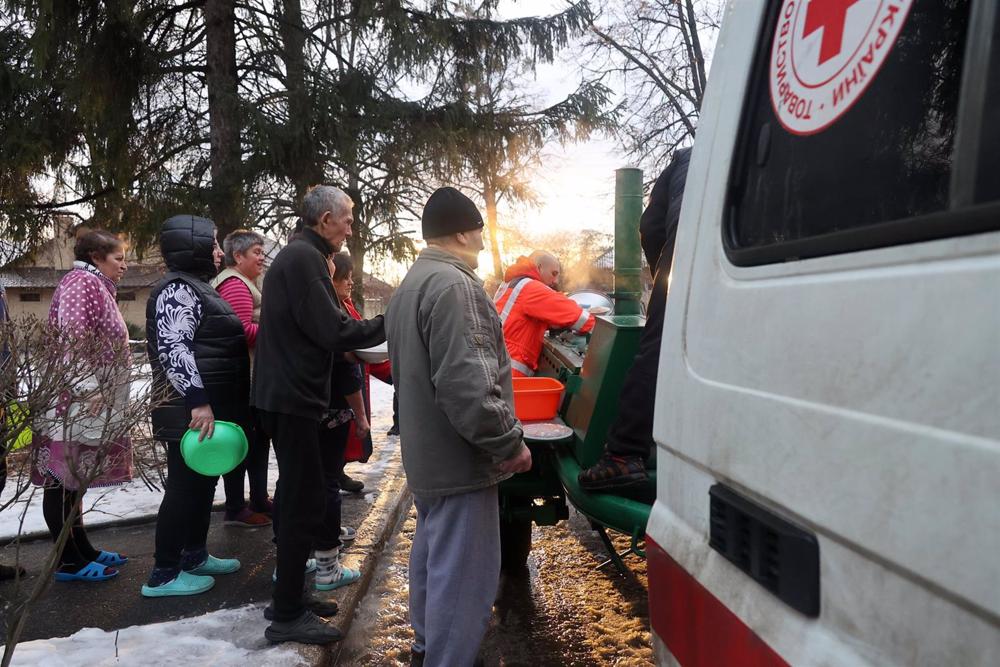 Red Cross staff delivering aid in Kharkov, Ukraine Red