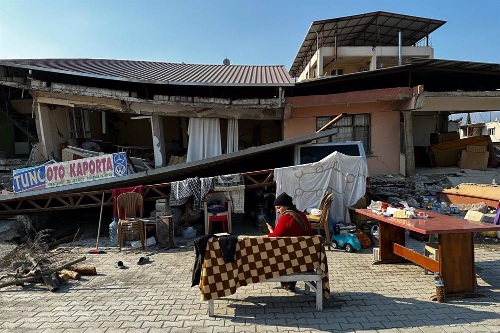 Building destroyed by earthquakes in Hatay, Turkey Building