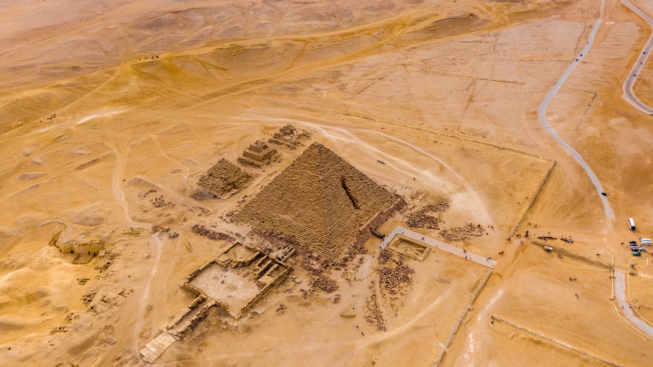 The largest and oldest of the pyramids of Giza