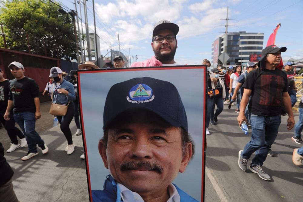 Marcha de apoyo al Gobierno de Daniel Ortega en Managua, Nicaragua Marcha
