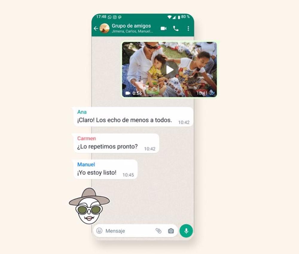Interfaz de un chat grupal de WhatsApp Interfaz