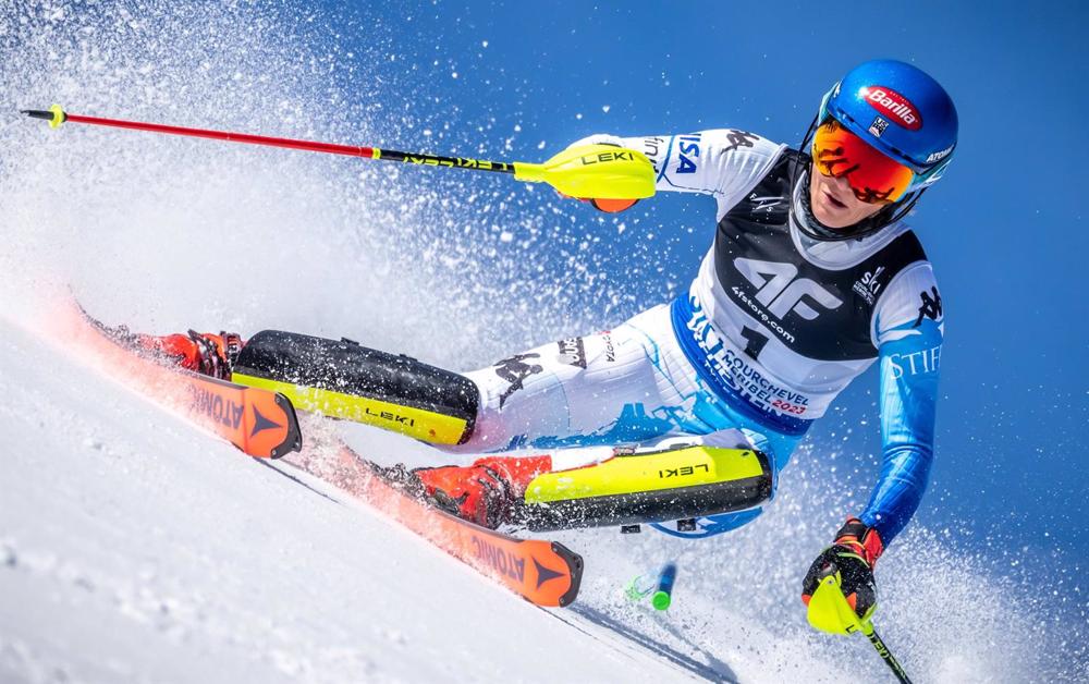 La esquiadora estadounidense Mikaela Shiffrin durante una competición La