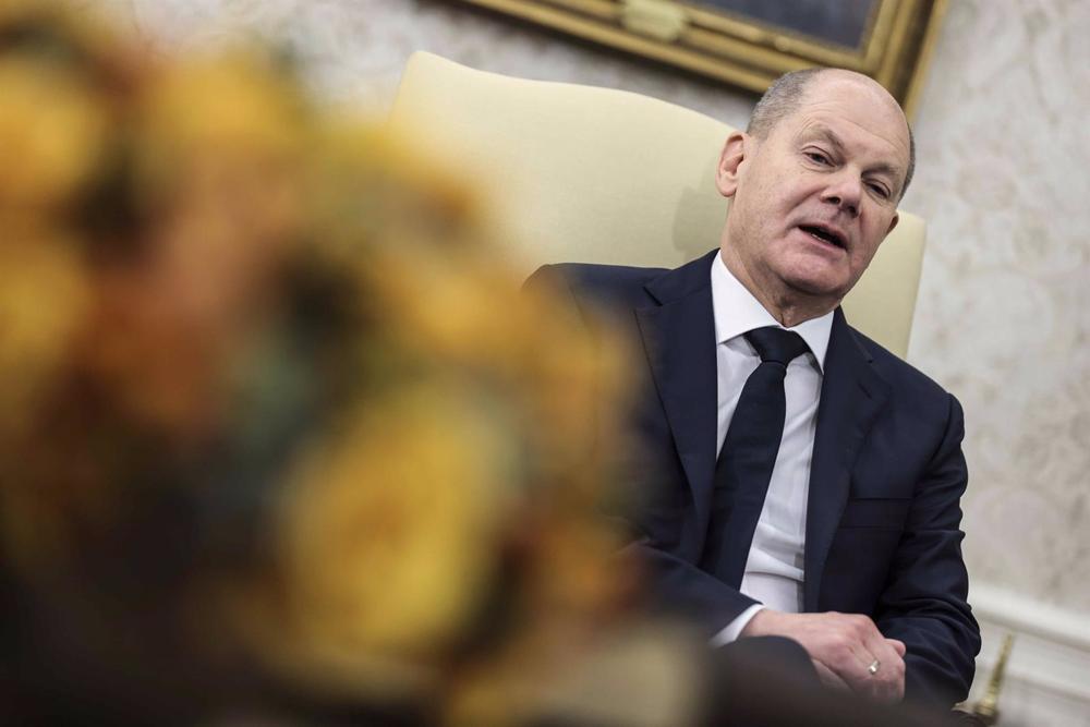 Olaf Scholz durante su visita a Washington Olaf