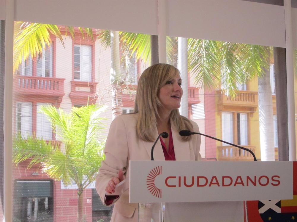 La portavoz nacional de CS, Patricia Guasp, en una rueda de prensa para informar sobre los acuerdos del comité permanente La