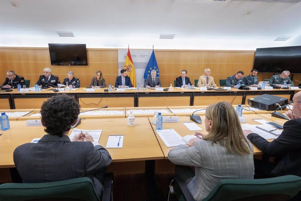 El ministro del Interior, Fernando Grande-Marlaska, en la primera reunión del dispositivo de seguridad para la Presidencia de la UE El