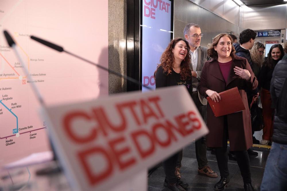 Ada Colau durante la presentación del mapa Ada