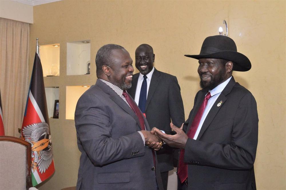 Archivo - Riek Machar, primer vicepresidente, y Salva Kiir, presidente de Sudán del Sur Archivo