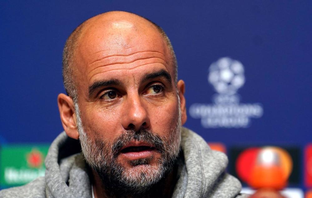 El entrenador del Manchester City, Pep Guardiola, atiende a los medios de comunicación en la previa de un partido de Champions. El