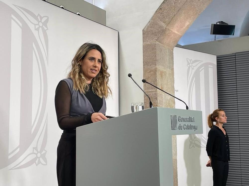 La portavoz del Govern, Patrícia Plaja, en una rueda de prensa este martes tras el Consell Executiu. La