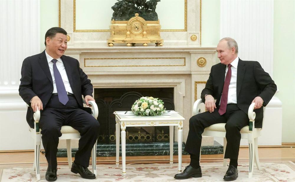 Chinese President Xi Jinping and Russian President Vladimir Putin during a meeting in Moscow. Chinese