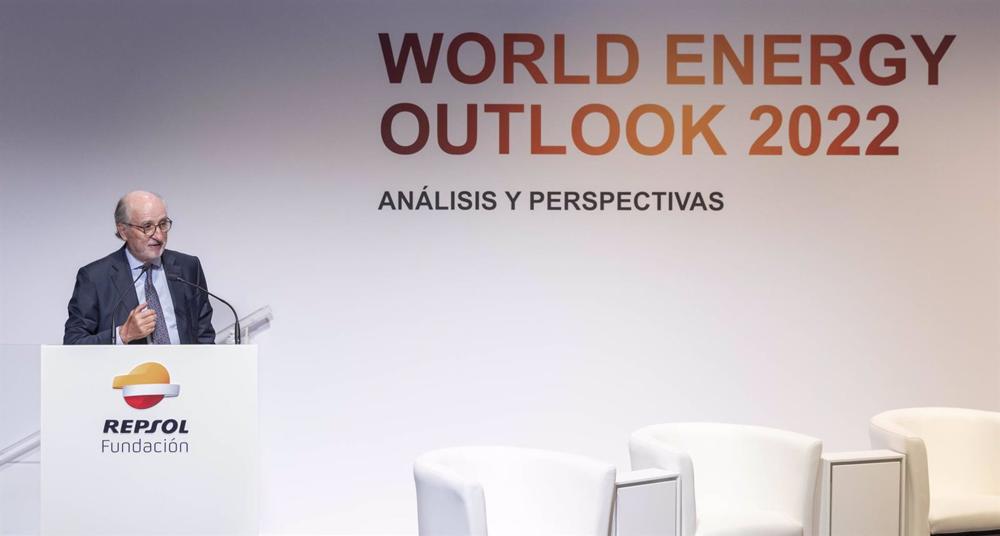 El Presidente de Repsol, Antonio Brufau, en la clausura de la presentación del informe WEO. El