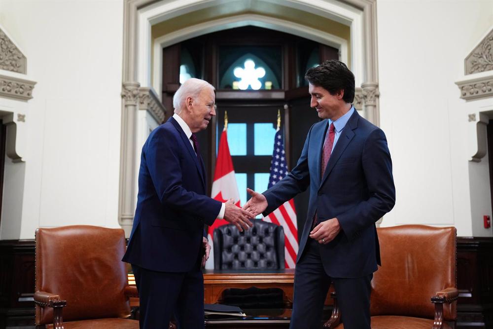El presidente de Estados Unidos, Joe Biden, y el primer ministro canadiense, Justin Trudeau El