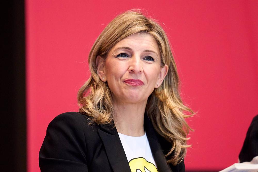 La vicepresidenta segunda del Gobierno y ministra de Trabajo y Economía Social, Yolanda Díaz, durante un acto de escucha de Sumar, a 4 de marzo de 2023, en Santander, Cantabria (España). La