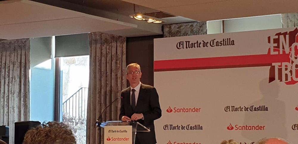 El gobernador del Banco de España, Pablo Hernández de Cos, durante su intervención en la jornada organizada por el Norte de Castilla en Valladolid. El