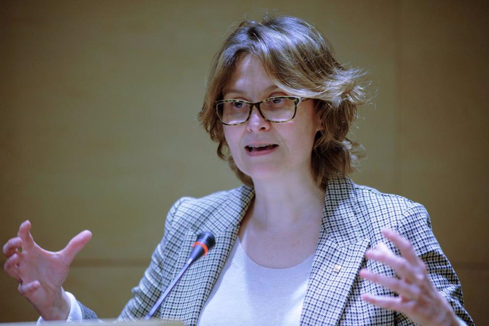 Archivo - La consellera de Acción Exterior, Meritxell Serret, interviene durante la presentación de un mapa piloto con ejemplos de financiación con Fondos Next Generation de proyectos en Catalunya y Baleares, a 17 de febrero de 2023, en Barcelona. Archivo