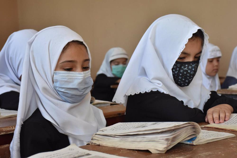 Archive - Afghan girls at school in Balj province, Afghanistan. Archive