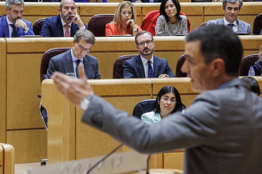 Archivo - EP- Selección fotos 2022: El presidente del Gobierno, Pedro Sánchez, interviene durante su segundo 'cara a cara' en el Senado, a 18 de octubre de 2022, en Madrid (España). Sánhez y Feijóo viven este martes un nuevo debate en el Senado donde bus Archivo