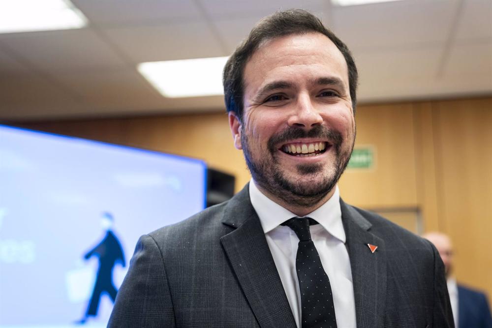 El ministro de Consumo, Alberto Garzón, durante el acto institucional ‘Derechos para crecer sanos y libres’, en el Ministerio de Consumo, a 15 de marzo de 2023, en Madrid (España). El
