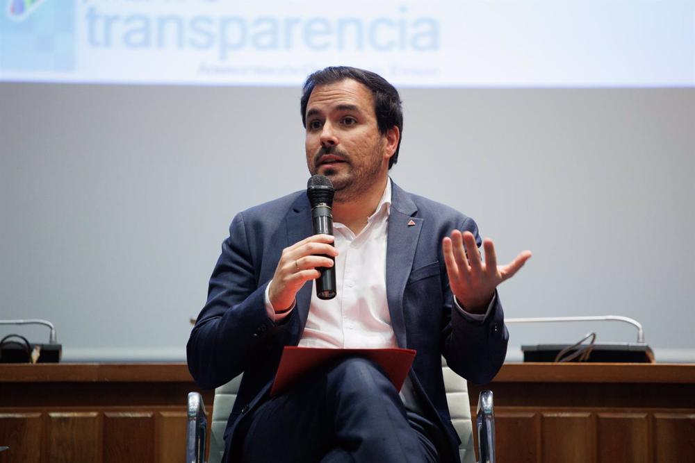 El ministro de Consumo, Alberto Garzón, preside el acto 'Transformar el futuro para mejorar la vida', en el marco de la Semana de la Administración Abierta, en la sede del Ministerio, a 24 de marzo de 2023, en Madrid (España). El