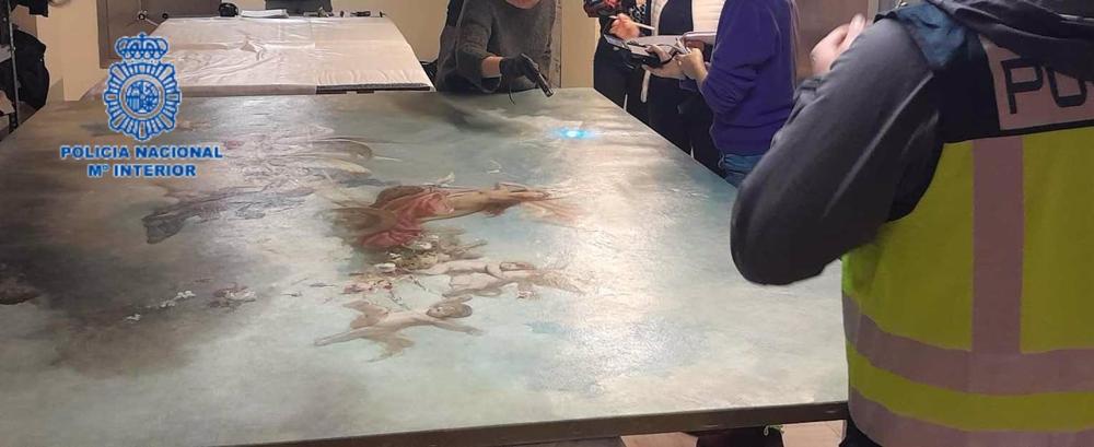 Una de las obras de arte confiscadasd por la Policía Nacional en una feria de antugüedades en la ciudad italiana de Parma Una