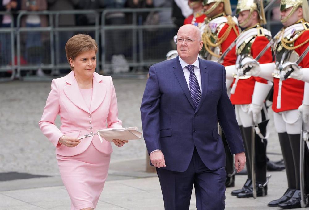 File - Scotland's former chief minister Nicola Sturgeon and her husband, Peter Murrell. File