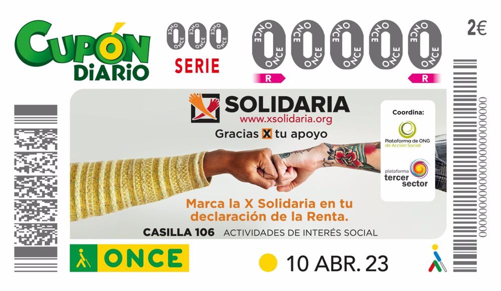 Cupón del 10 de abril que estará dedicado a la X Solidaria. Cupón