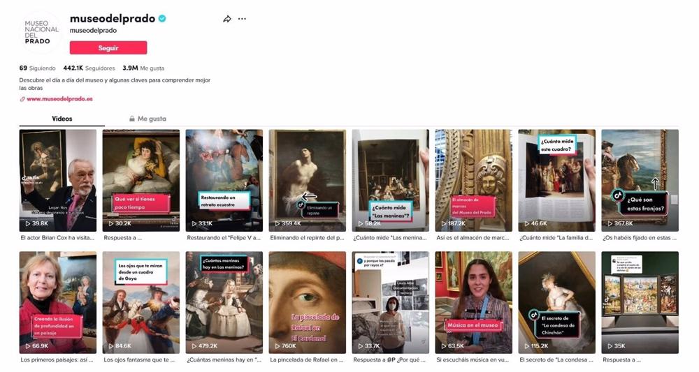 El Prado suma en abril de 2023 más de 442.000 seguidores en TikTok. El