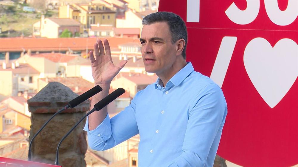 El presidente del Gobierno, Pedro Sánchez, durante su intervención en un acto del PSOE en Segovia. El