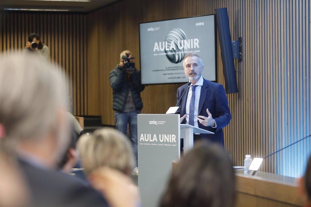 El presidente de Indra, Marc Murtra, durante un acto en el Rectorado de la Universidad Internacional de La Rioja (UNIR) El