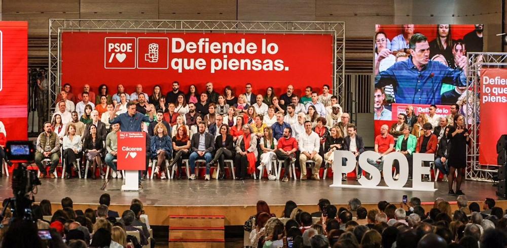 El presidente del Gobierno, Pedro Sánchez, en un acto en Cáceres El
