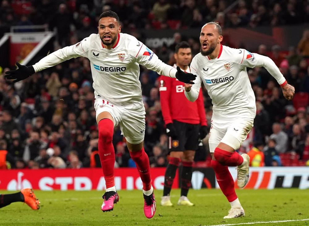 Youssef En-Nesyri celebra un gol con el Sevilla FC. Youssef
