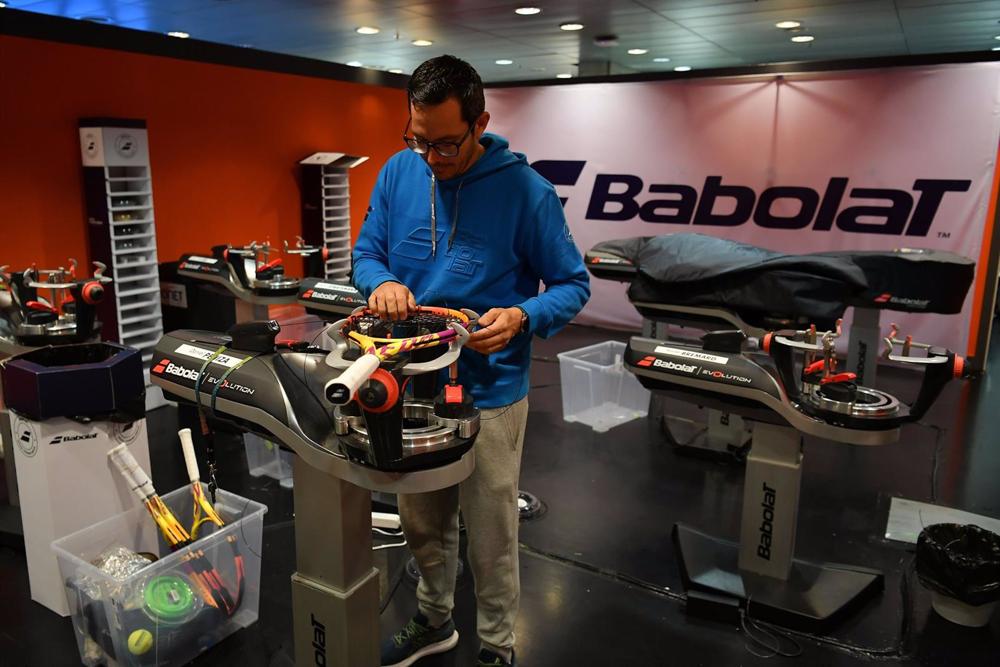 Archivo - Babolat, encordador oficial del Mutua Madrid Open 2023. Archivo